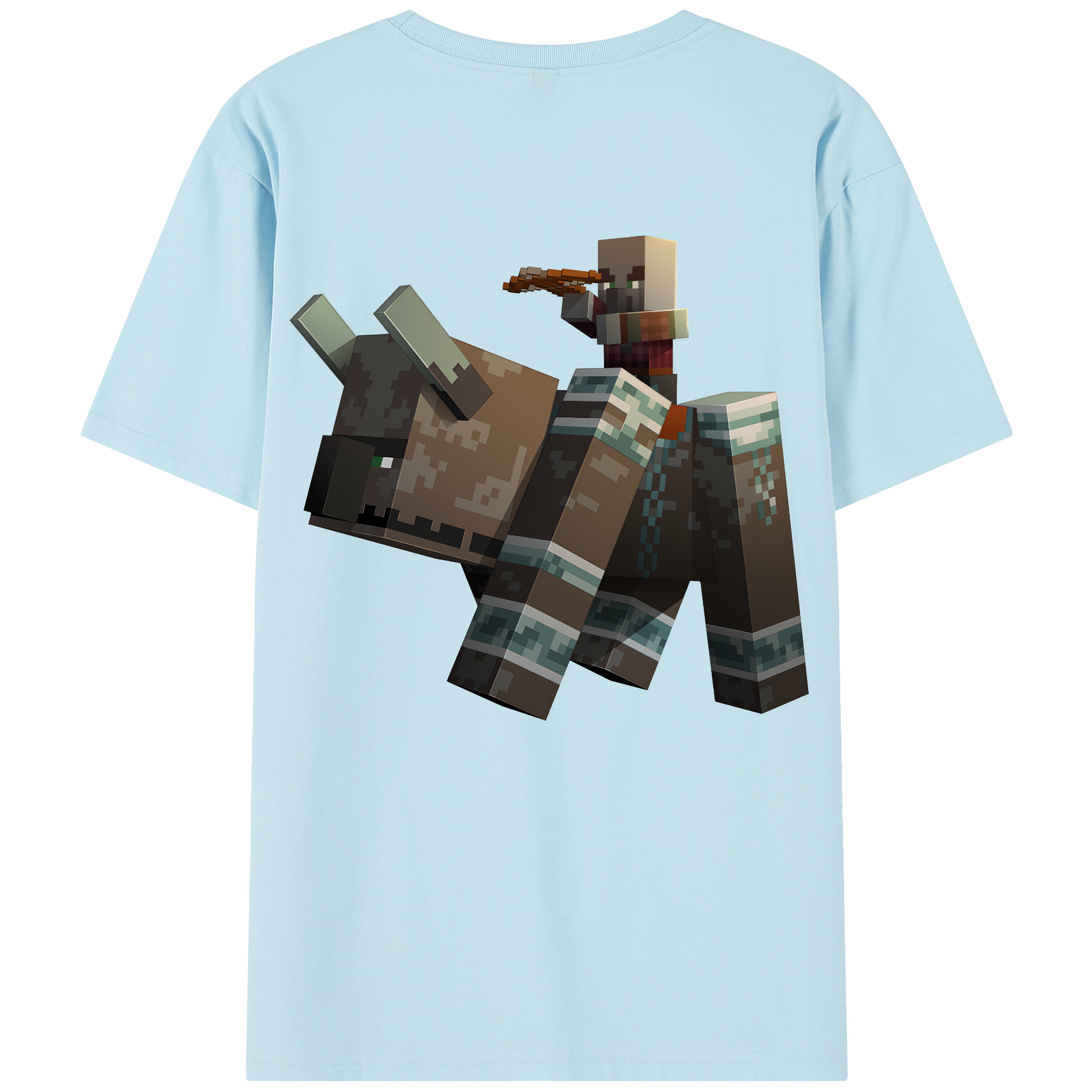 （画像用） マインクラフト ブロックの世界 Minecraft MC Block world 綿100％半袖Tシャツ（背面プリント）